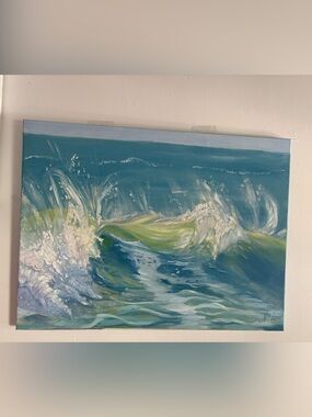 Blue and Green Ocean Wave Painting Art 22”*24